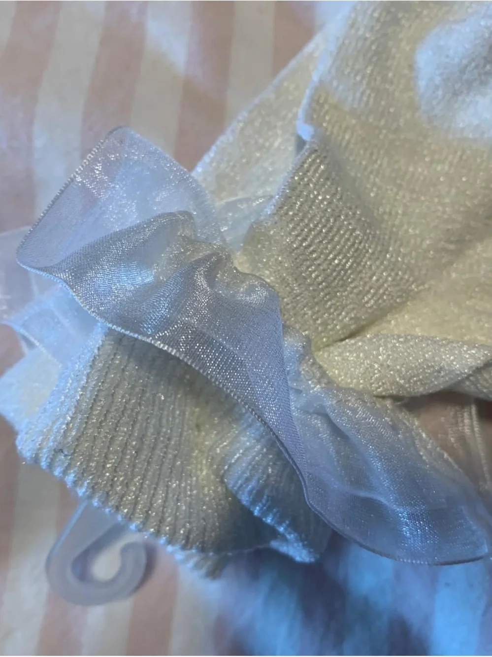 Shimmery White Organza Ruffle Party socks